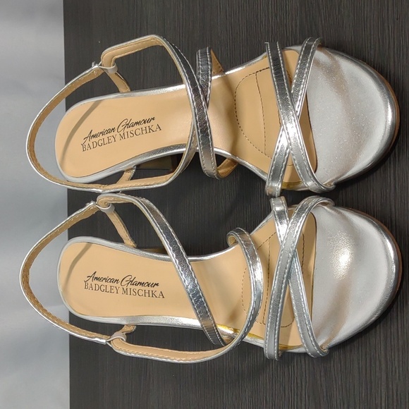 Badgley Mischka Shoes - Badgley Mischka Strappy Metallic Block Heels